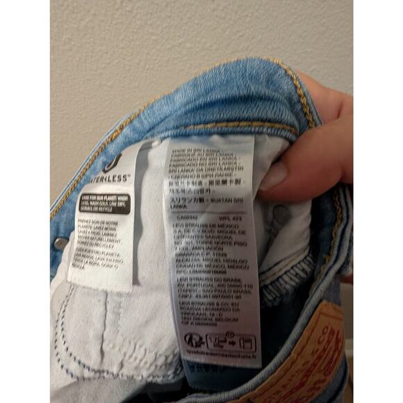 Levi's 726 Wide Leg Flare Denim Jeans Womens 32 Light Wash High Rise Distressed - Picture 9 of 11